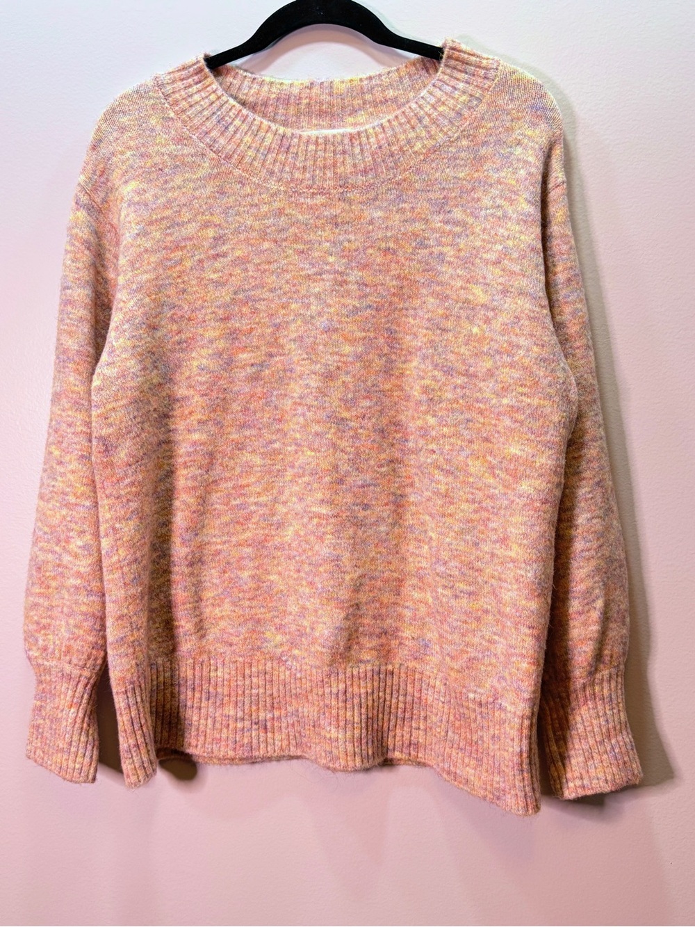 Cozy Multicolor Fuzzy Pastel Crewneck Sweater